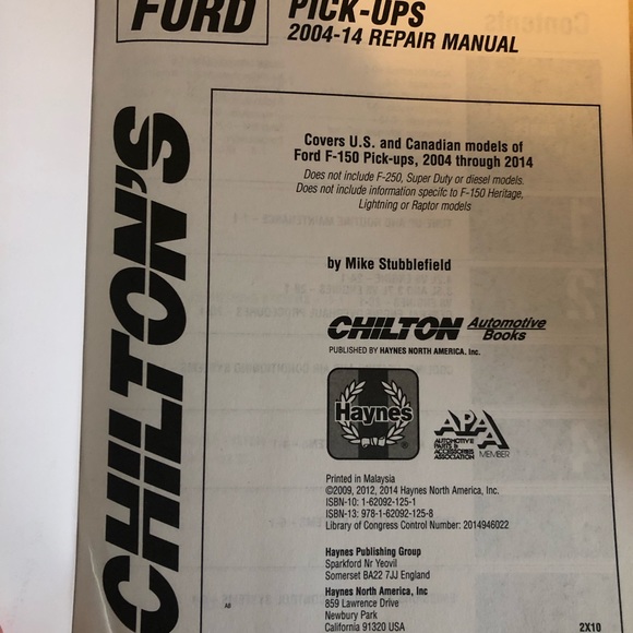 Chilton Ford Pick-Ups 2004-14 Repair Manual:Ford F-150 - Picture 6 of 7